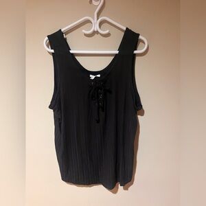 Maurices Black Pleated Lace-Up Tank Top